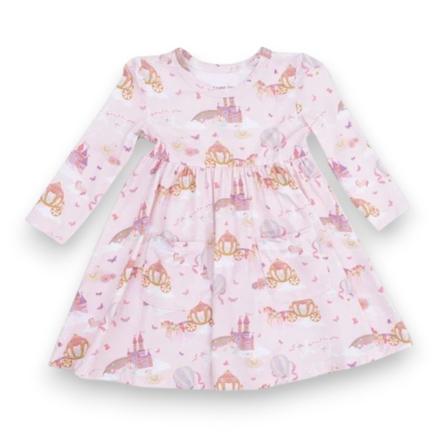 Angel Dear Princess Unicorns and Castle Twirly Long Sleeve Dress W/Bike Short 544B-F26-PUC 5308