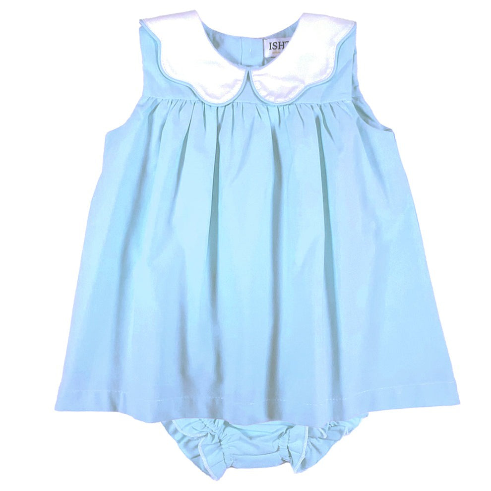 Ishtex Blue Poplin Infant Dress 6S035 5302