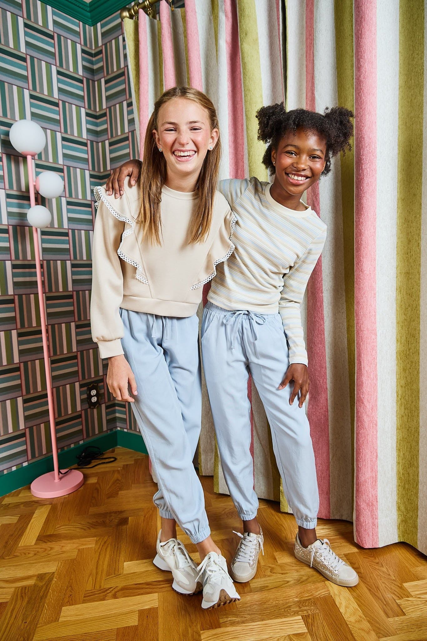 Pleat Ella Tee Light Blue/Cream