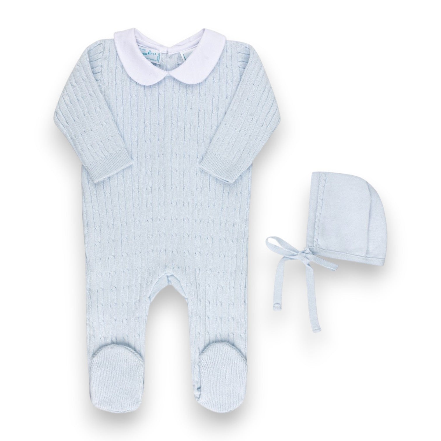 Feltman Brothers Peter Pan Cable Knit Romper & Bonnet 6018/6019