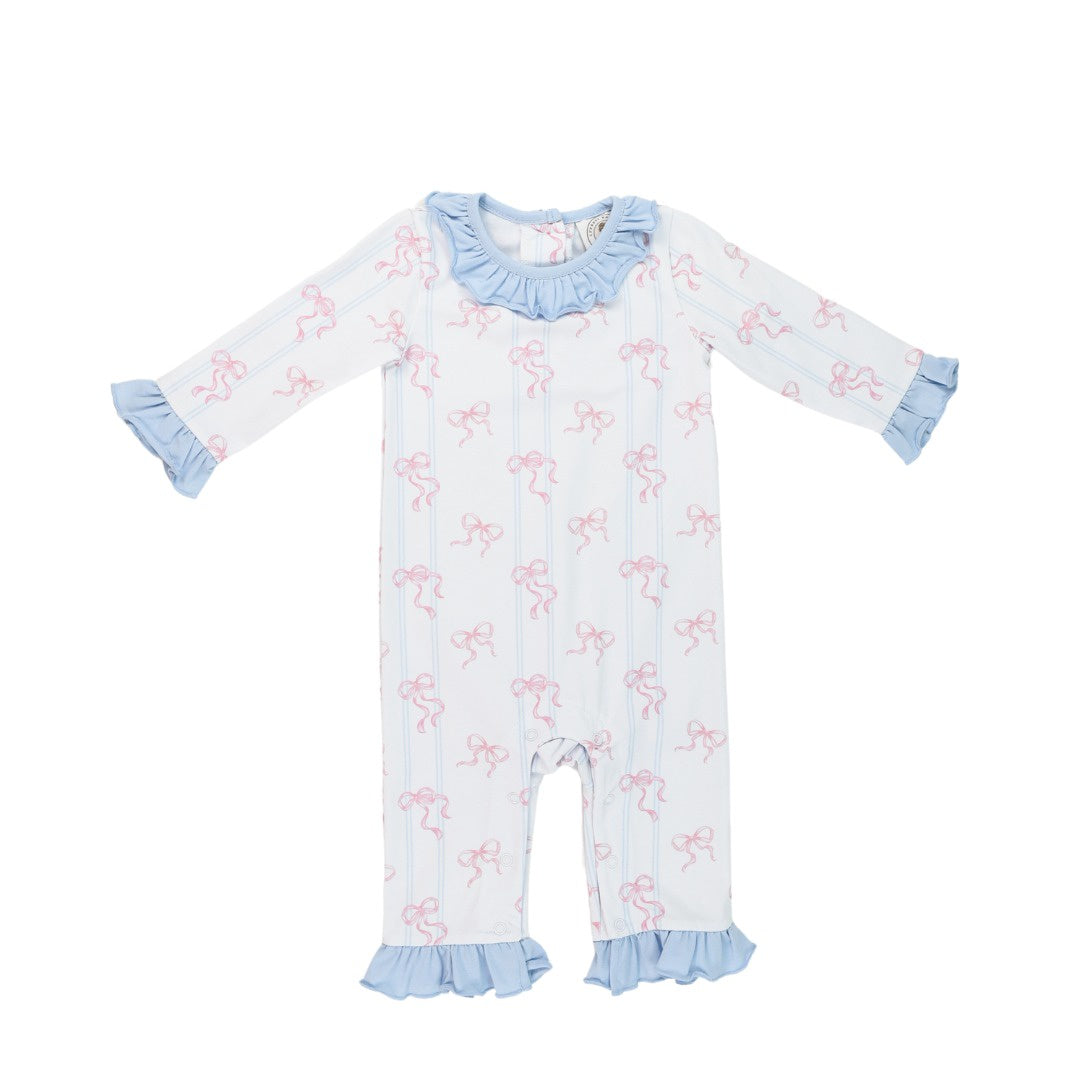 Cypress Row Bowtiful Girls Riley Romper W/Ruffles 5208