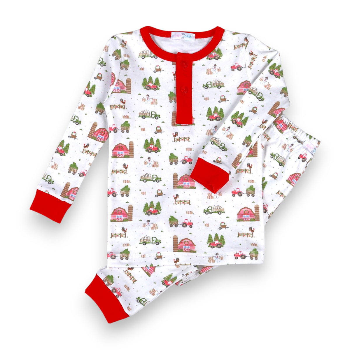 Baby Loren Christmas Barnyard Pima Two Pcs Loungewear CHB-099 5309