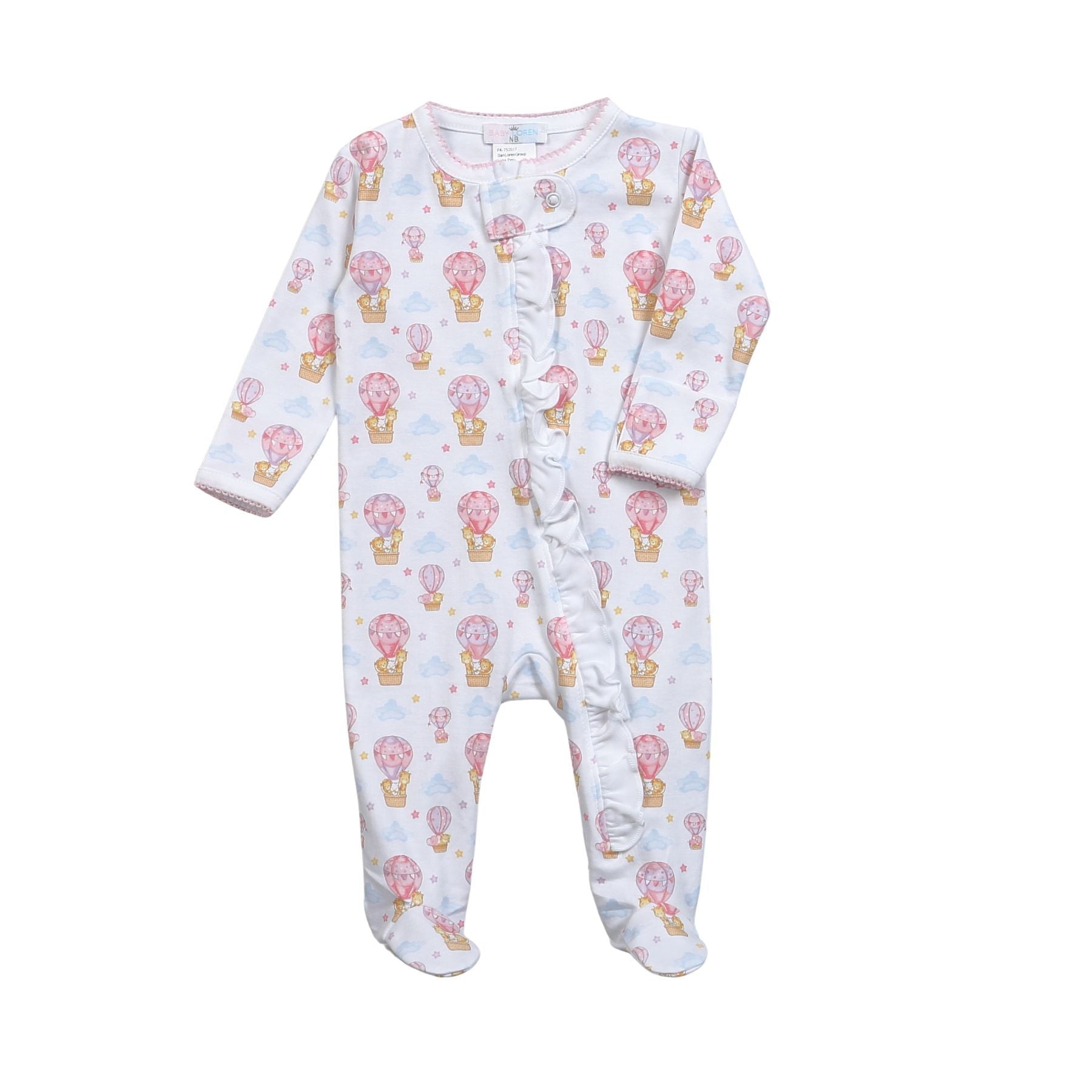 Baby Loren Air Balloons Pima Zipper Footie 5107