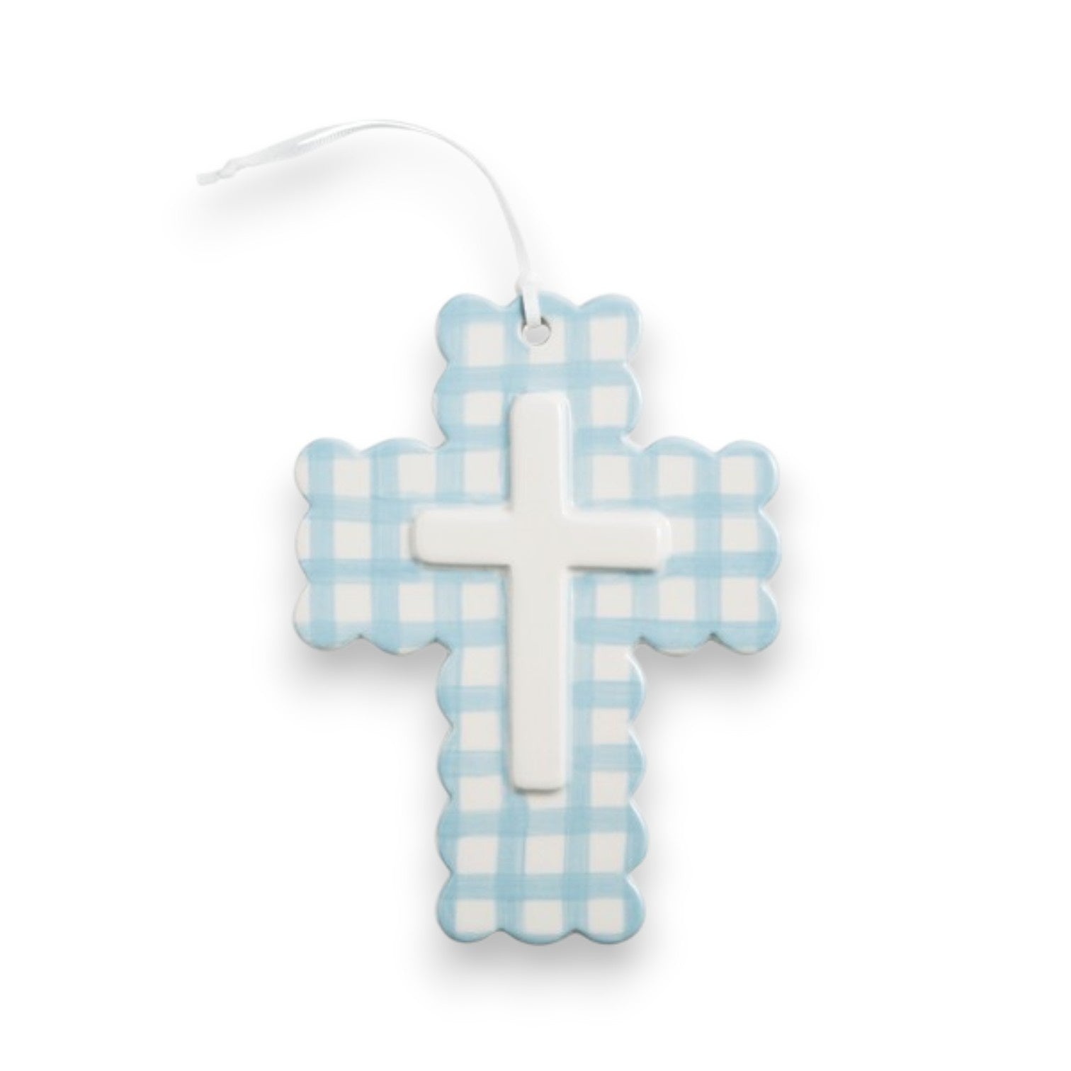 Mud Pie ceramic gingham cross
