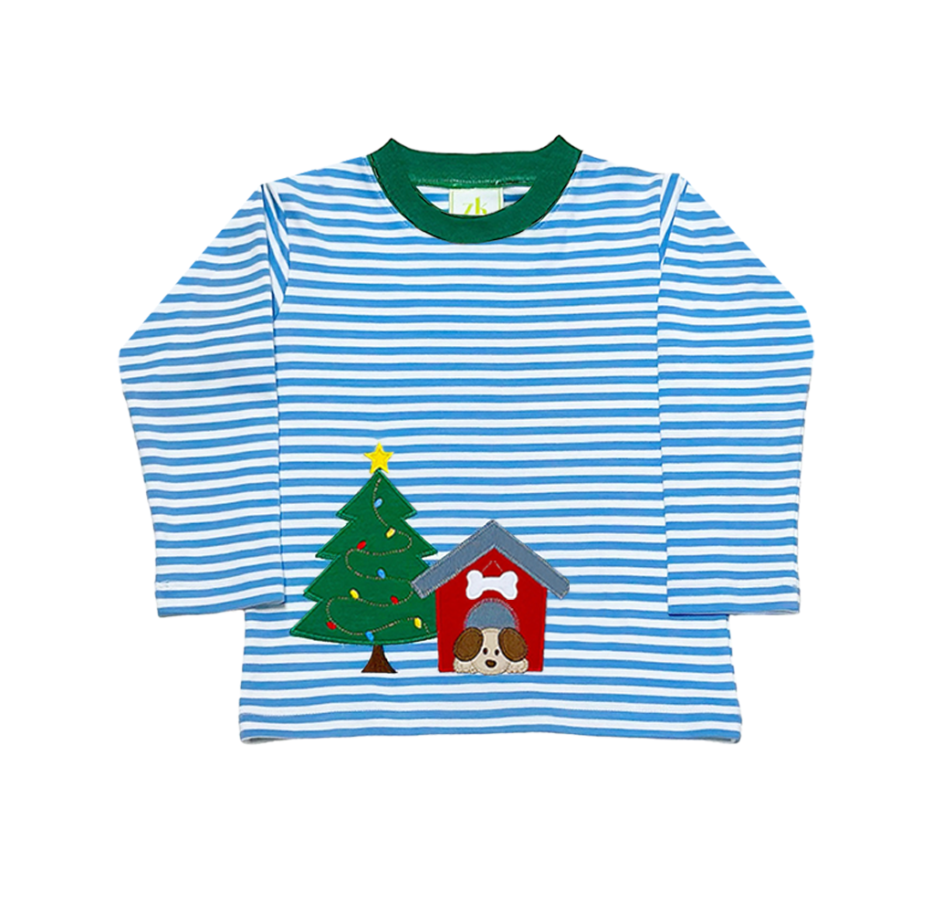 Zuccini Christmas Puppy Harry's Play Tee Periwinkle Medium Stripe 5109