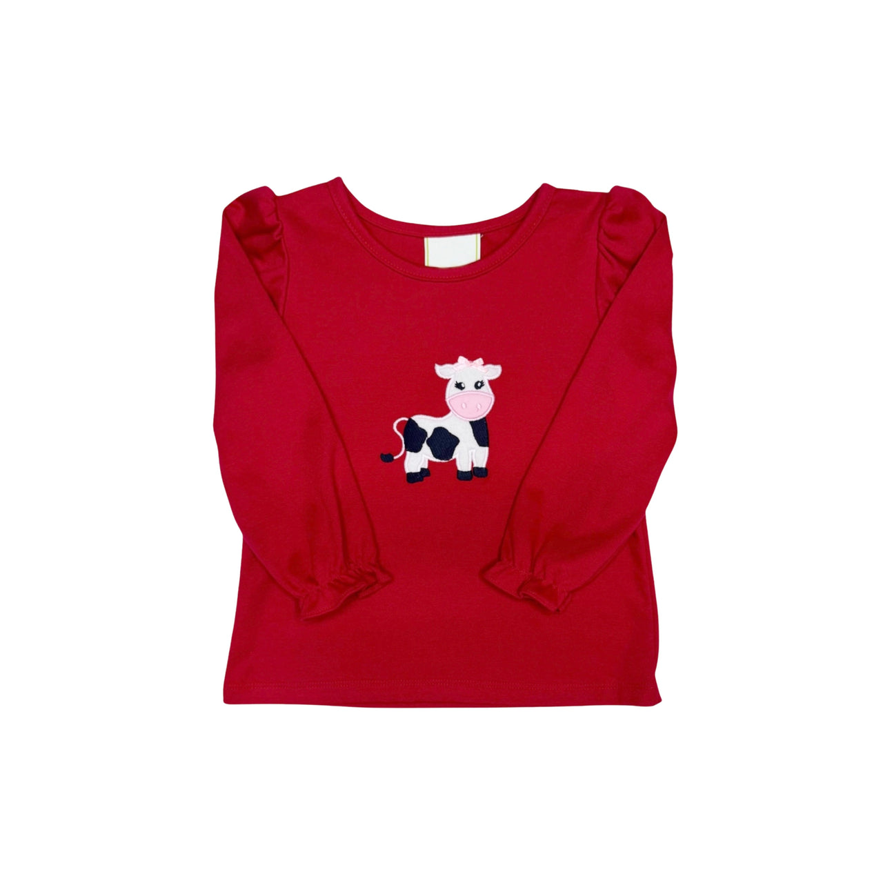 Zuccini Cow Applique Pam's Blouse Red Knit 5210