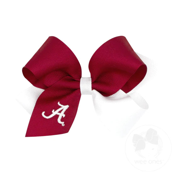 Wee Ones Two-tone Collegiate Embroidered Grosgrain Hair Bow