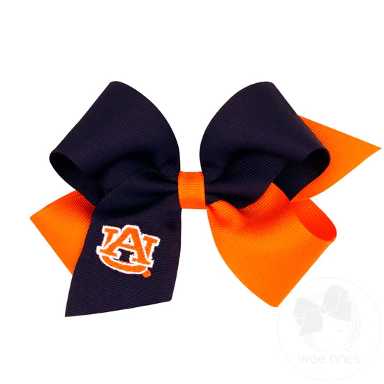 Wee Ones Two-tone Collegiate Embroidered Grosgrain Hair Bow