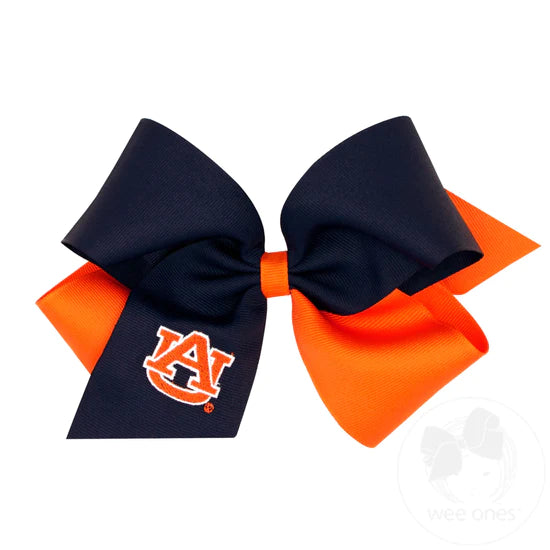 Wee Ones Two-tone Collegiate Embroidered Grosgrain Hair Bow