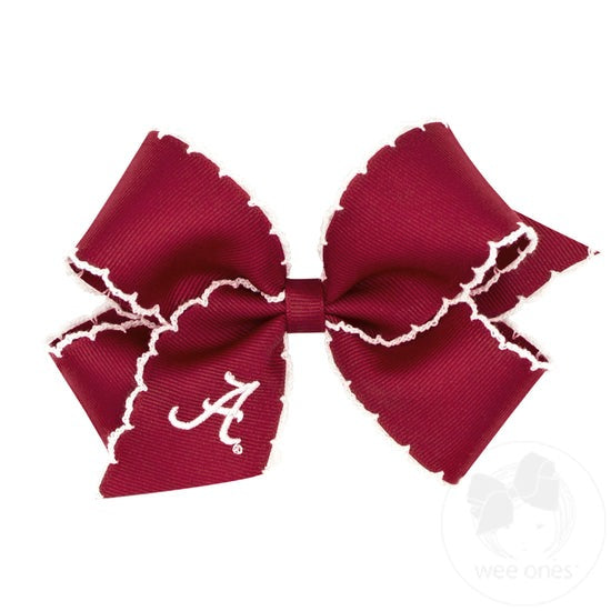 Wee Ones Grosgrain w/ Moonstitch Edge & Embroidered Collegiate Logo Bow