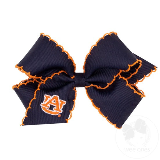 Wee Ones Grosgrain w/ Moonstitch Edge & Embroidered Collegiate Logo Bow