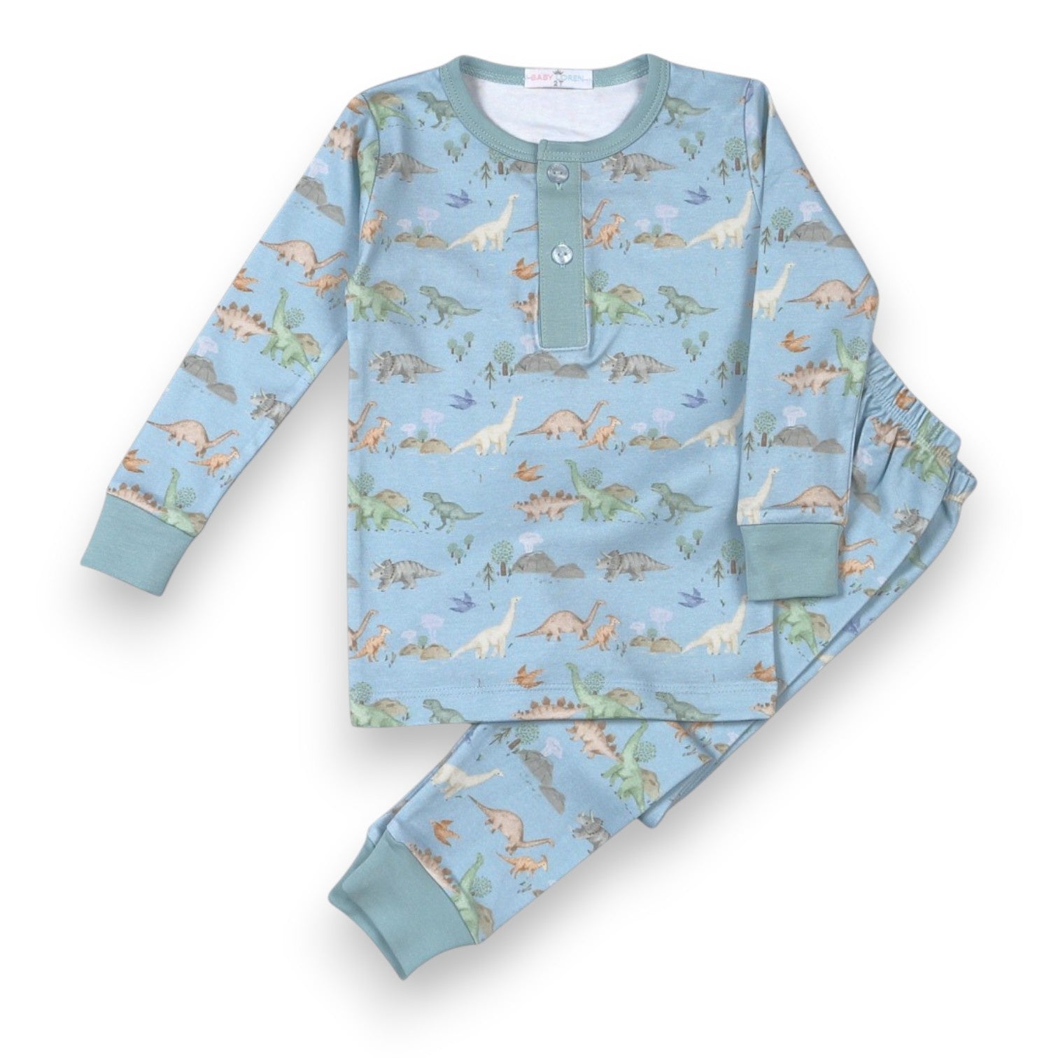 Baby Loren Dino Friends Pima Two Pcs Loungewear DFR-099