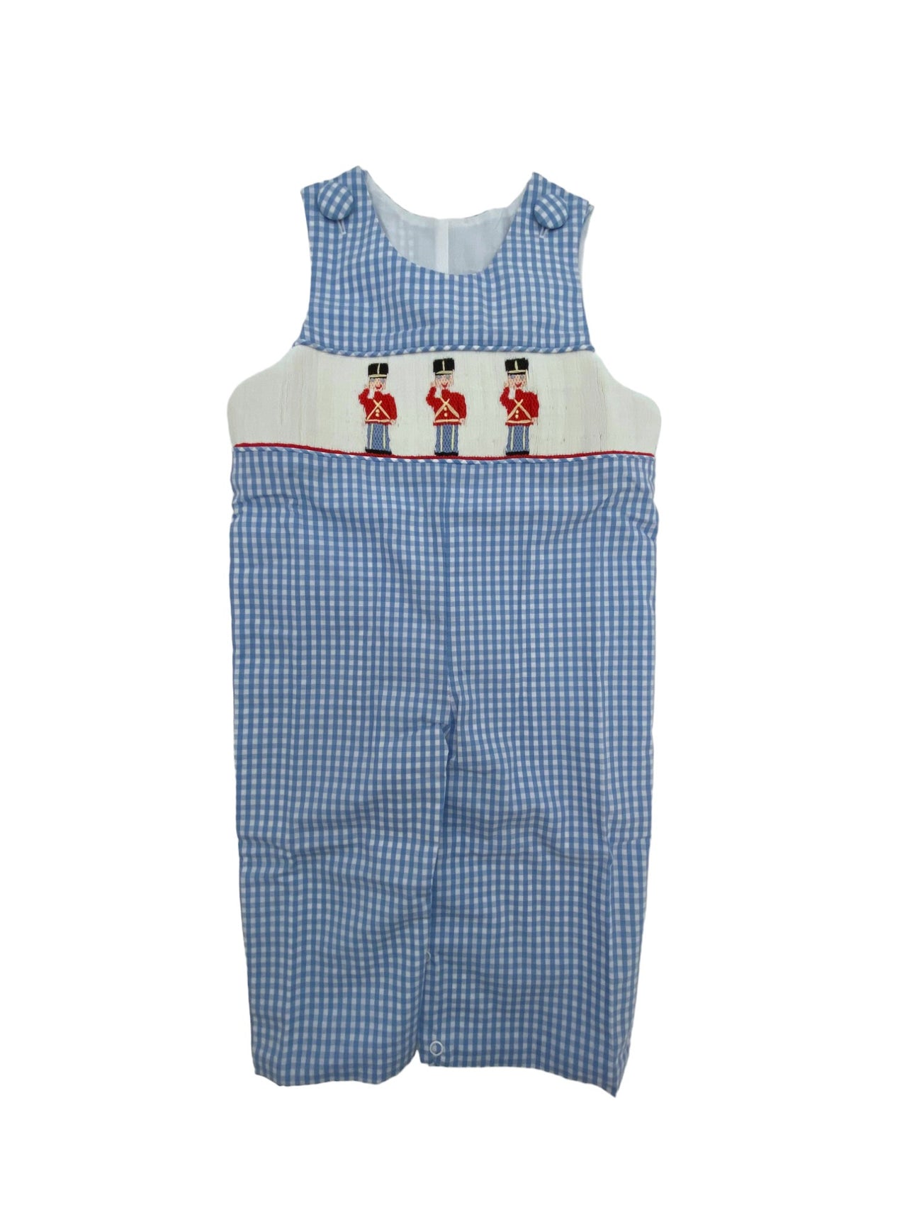 Delaney Boys Blue Check Smocked Soldiers Long Jon Jon 14 5108