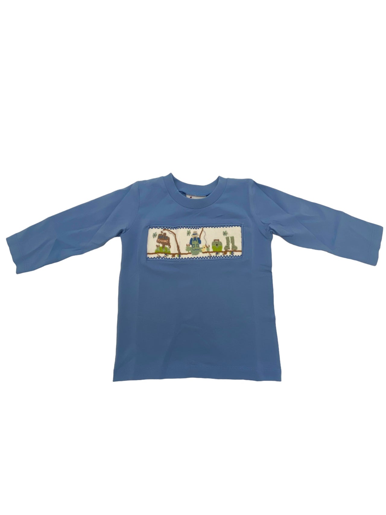 Delaney Boys Country Blue Knit LS Smocked Fishing TShirt 138 5108