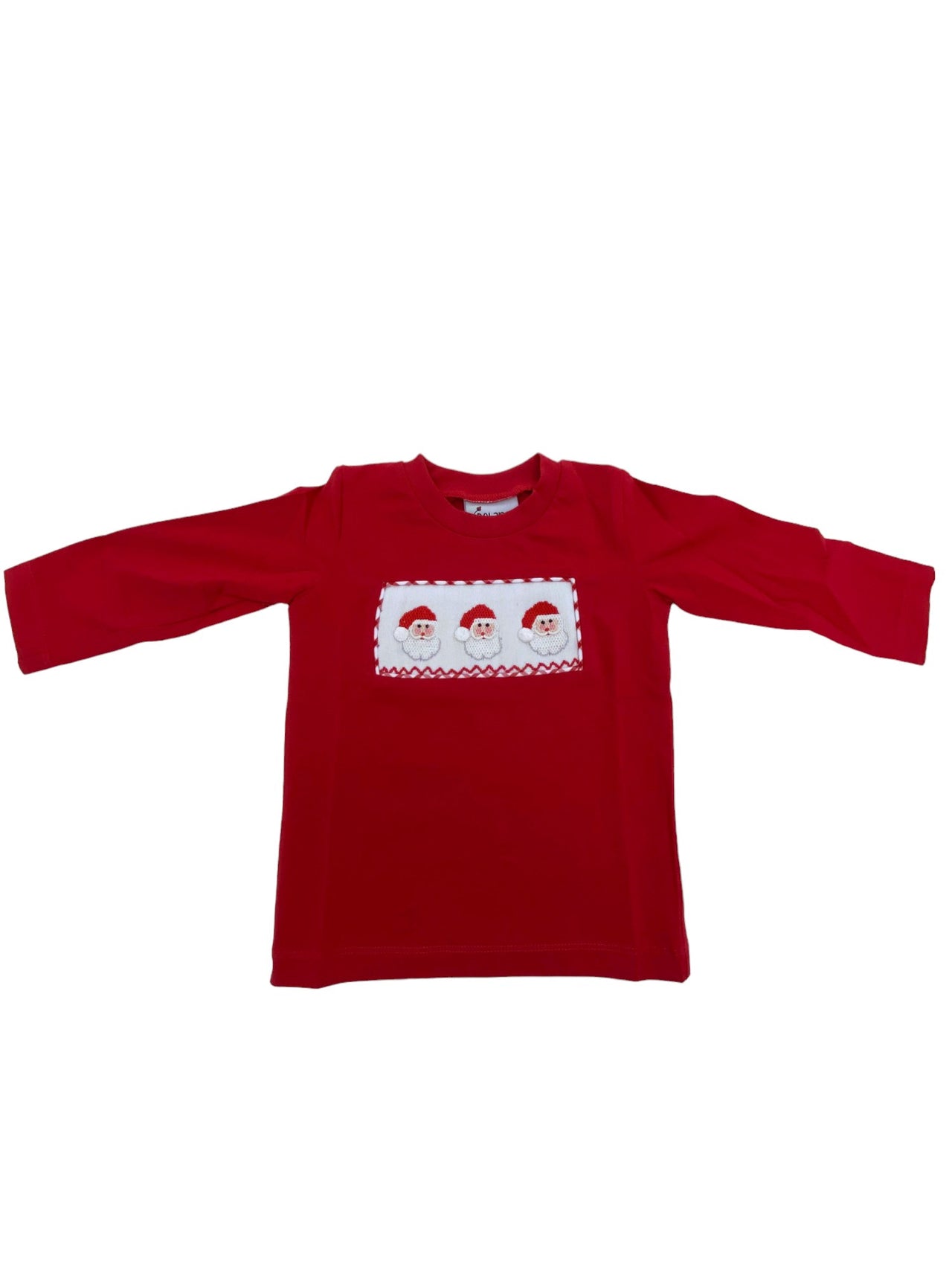 Delaney Boys Red Knit LS Smocked Santa TShirt 39 5108