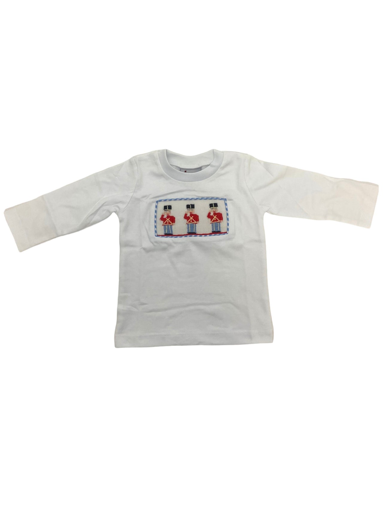 Delaney Boys White Knit Smocked Soldiers LS TShirt 15 5108