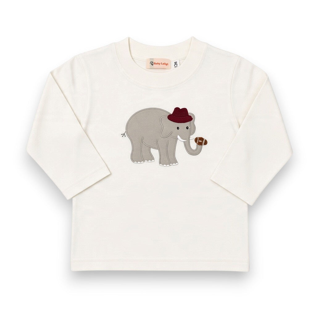 Luigi Cream L/S Boys Shirt W/Elephant & football Applique 5310
