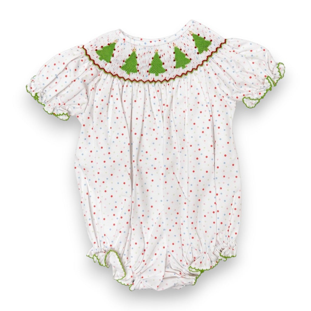 Lulu Bebe Christmas Tree Smocked Bishop Bubble EMMIE-17 5309