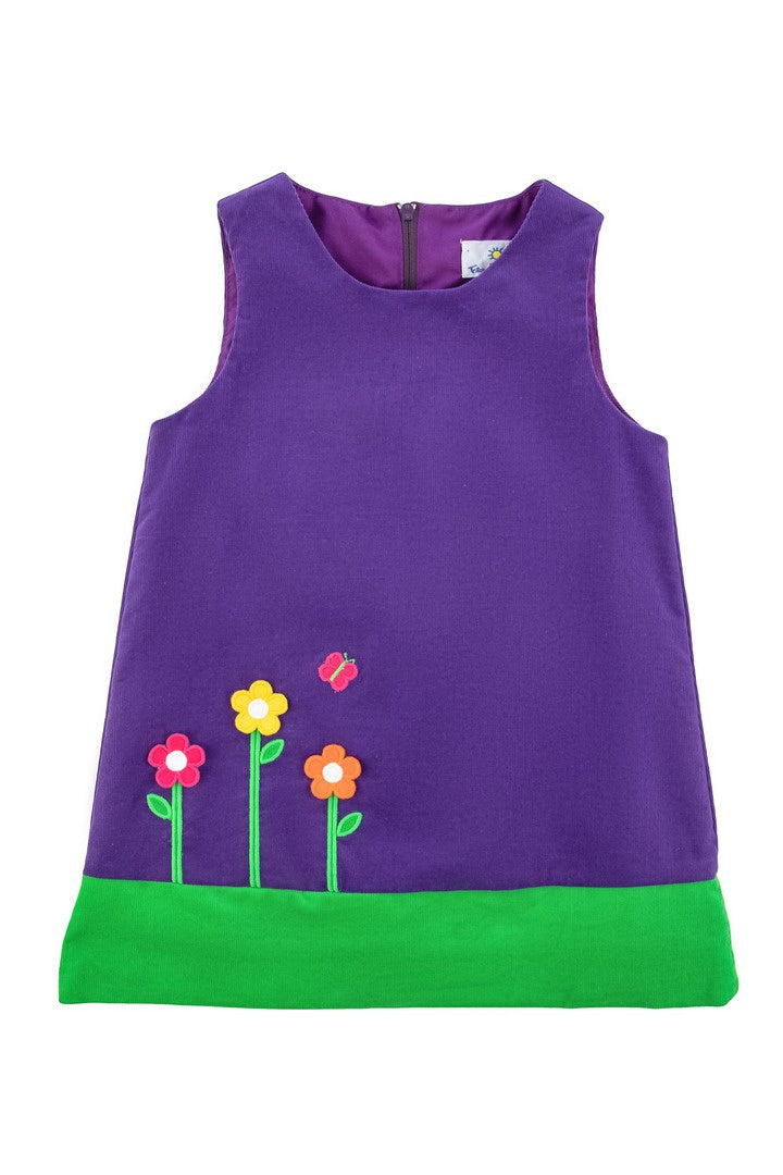 Florence Eiseman Corduroy Jumper W/Flowers Purple/Green F5497 5107