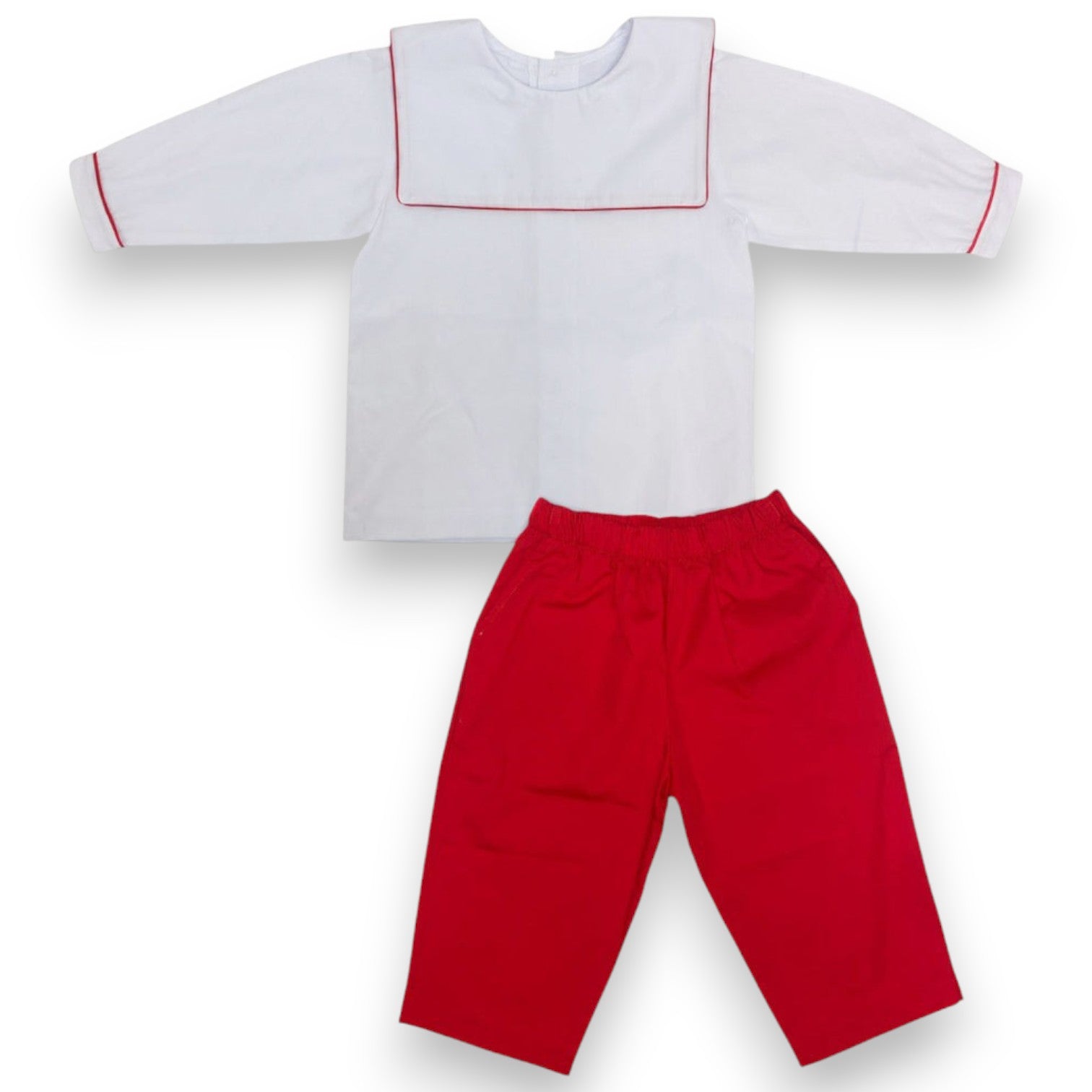 Auraluz Boy Suit White Long Sleeve Shirt W/Red Pants 5967 5109