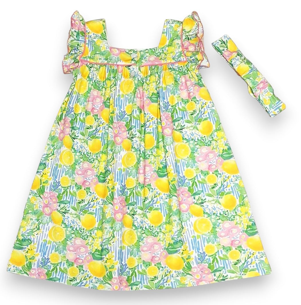 Little Threads Positano Float Girl's Dress W/head Band Set M-25-175