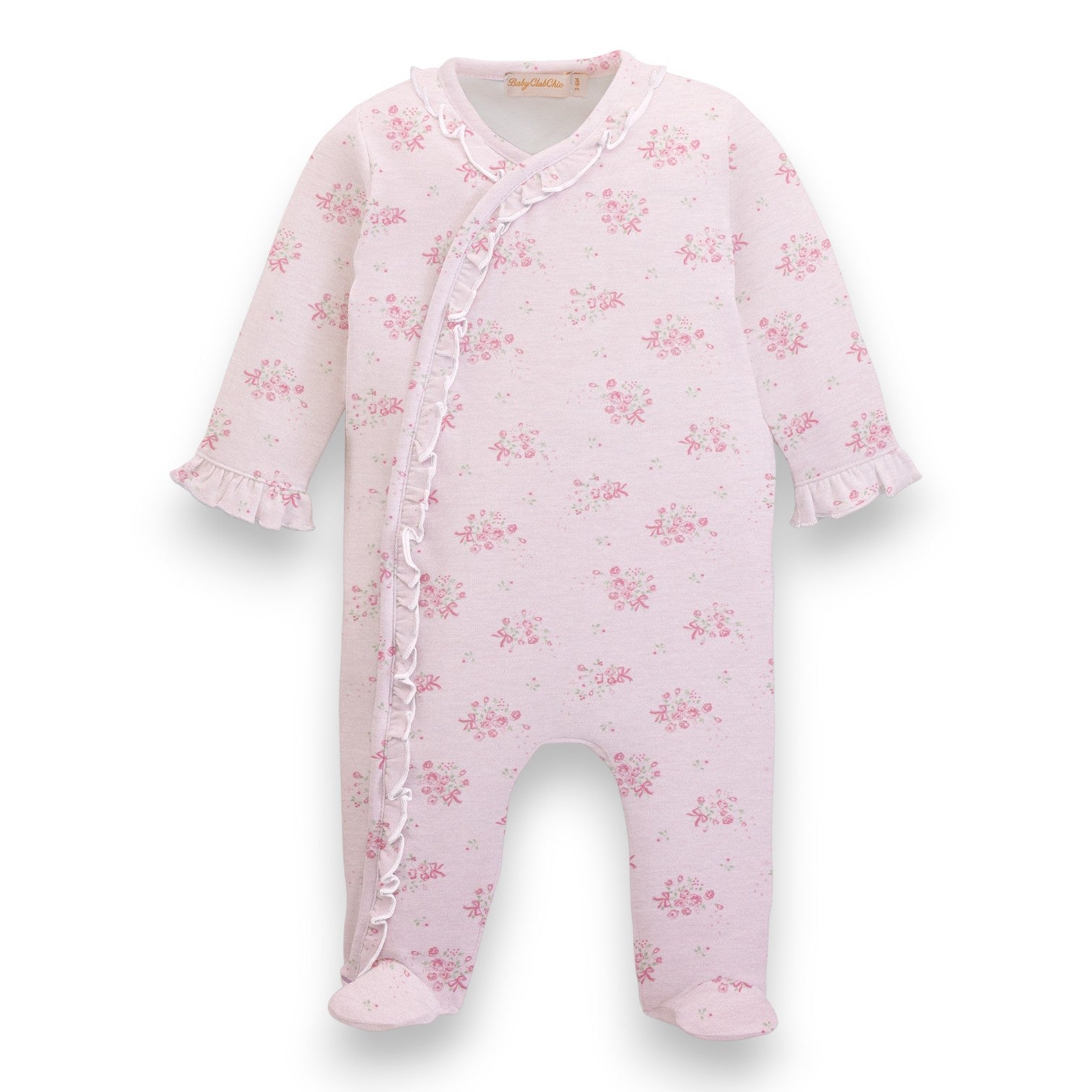 Baby Club Tiny Bunch of Roses Printed Pima Footie W/Ruffles FOO044405