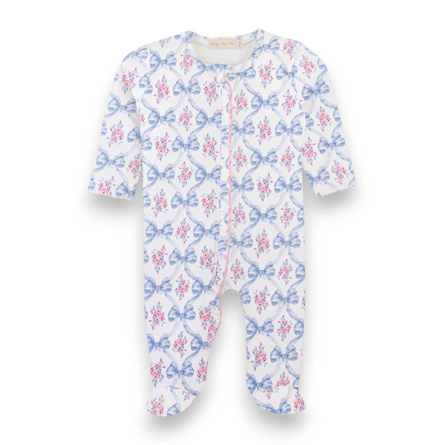 Baby Club Bows and Blooms Printed Pima Zipped Footie W/Ruffles FOO076379 5308