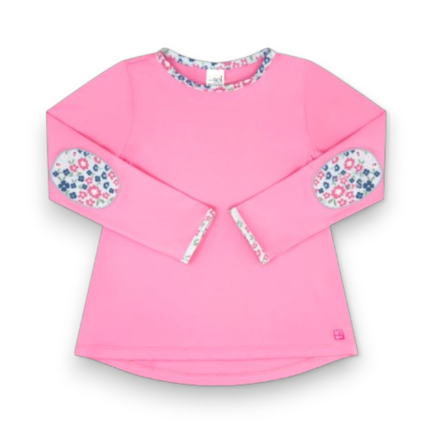 Set Athleisure Kylie Long Sleeve Tee Flamingo Pink W/Baton Rouge Blooms Patches 5308