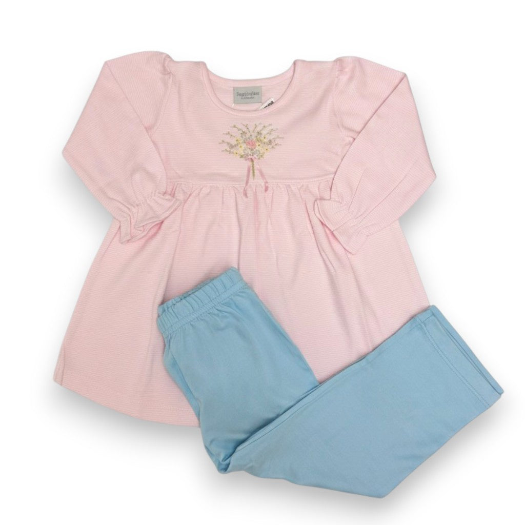 Squiggles Flower Bouquet L/S Legging Set W/Yoke  89/338L