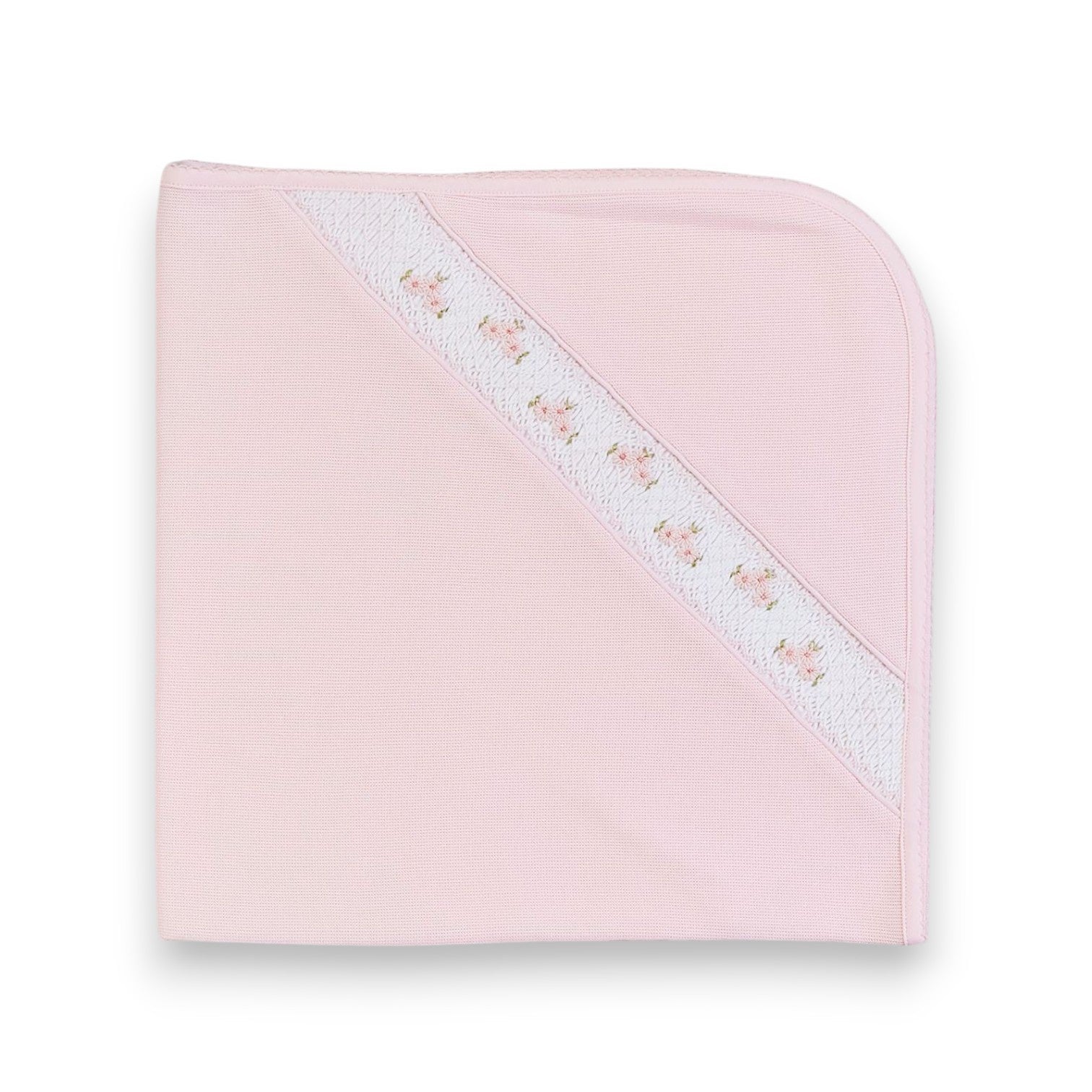 Miocotton Pink Knit Blanket Smocked