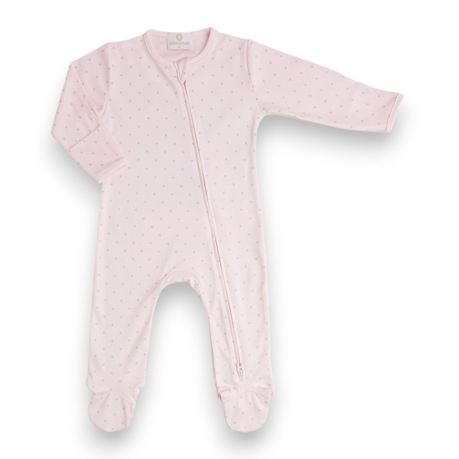 Miocotton Footie W/Grey Dots