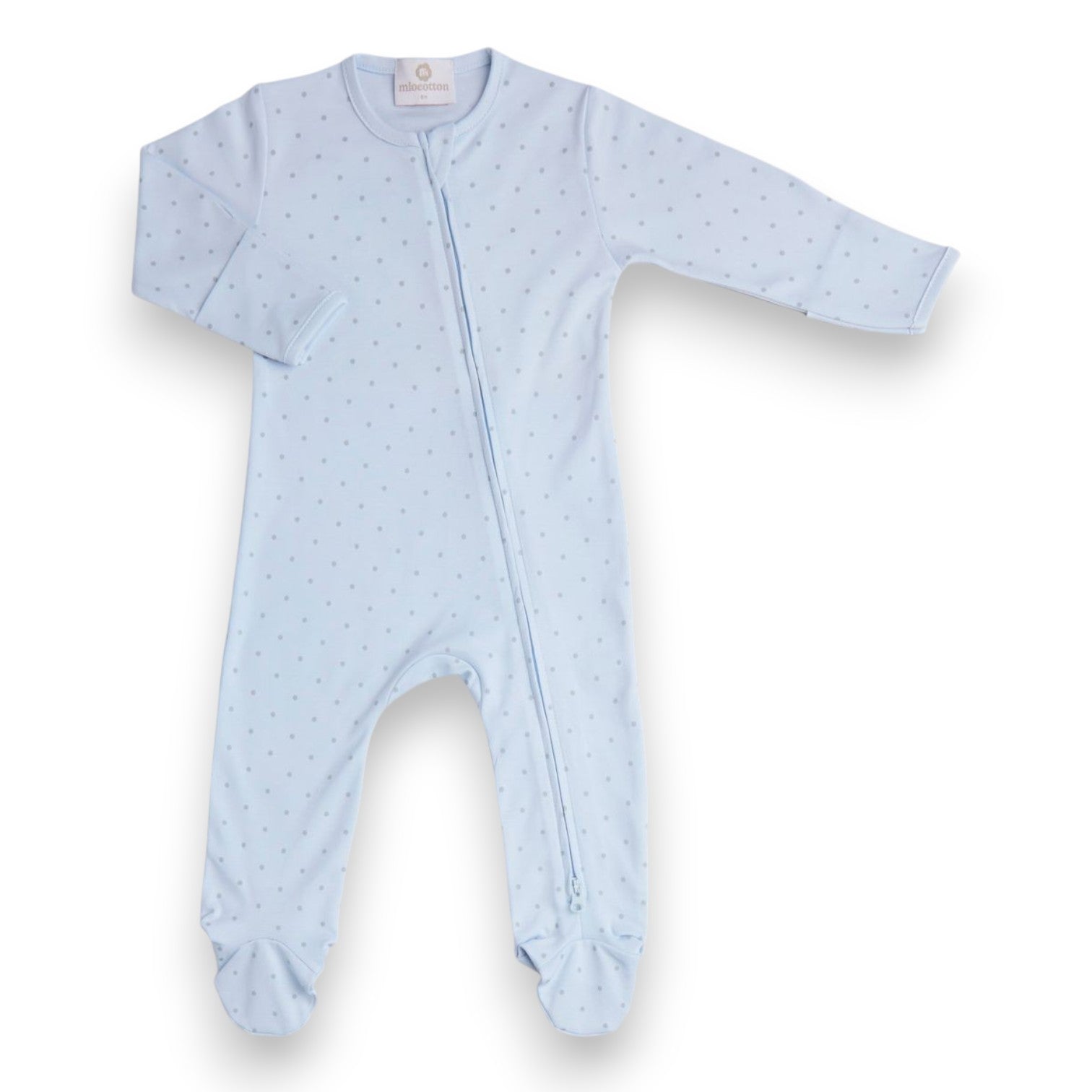 Miocotton Footie W/Grey Dots