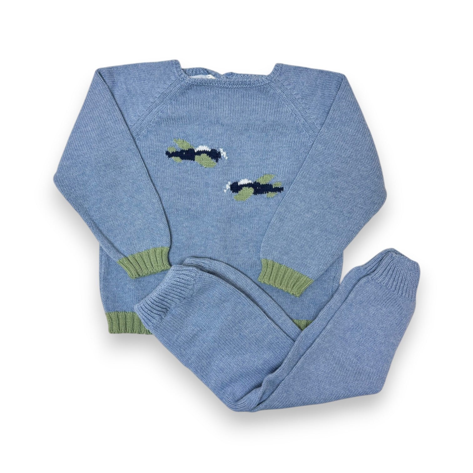 Mi Lucero Air Plane Jogger Knit Set  Chambray/Navy/Sage/White U26241-U24003