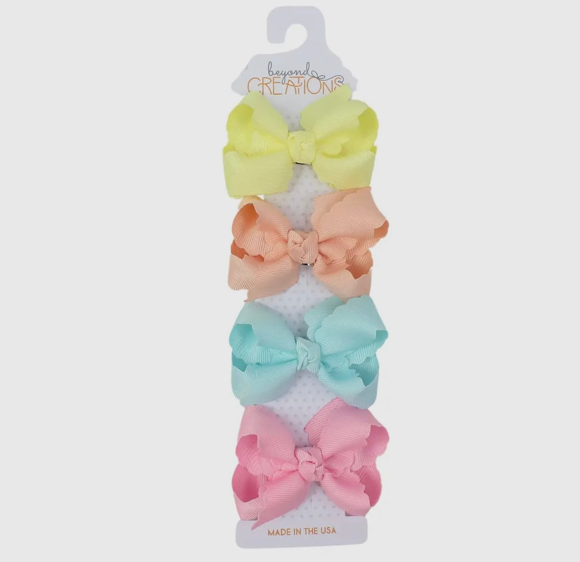 Beyond Creations 3" Small Scalloped Edge Bow on Snap Clip (4 pack)