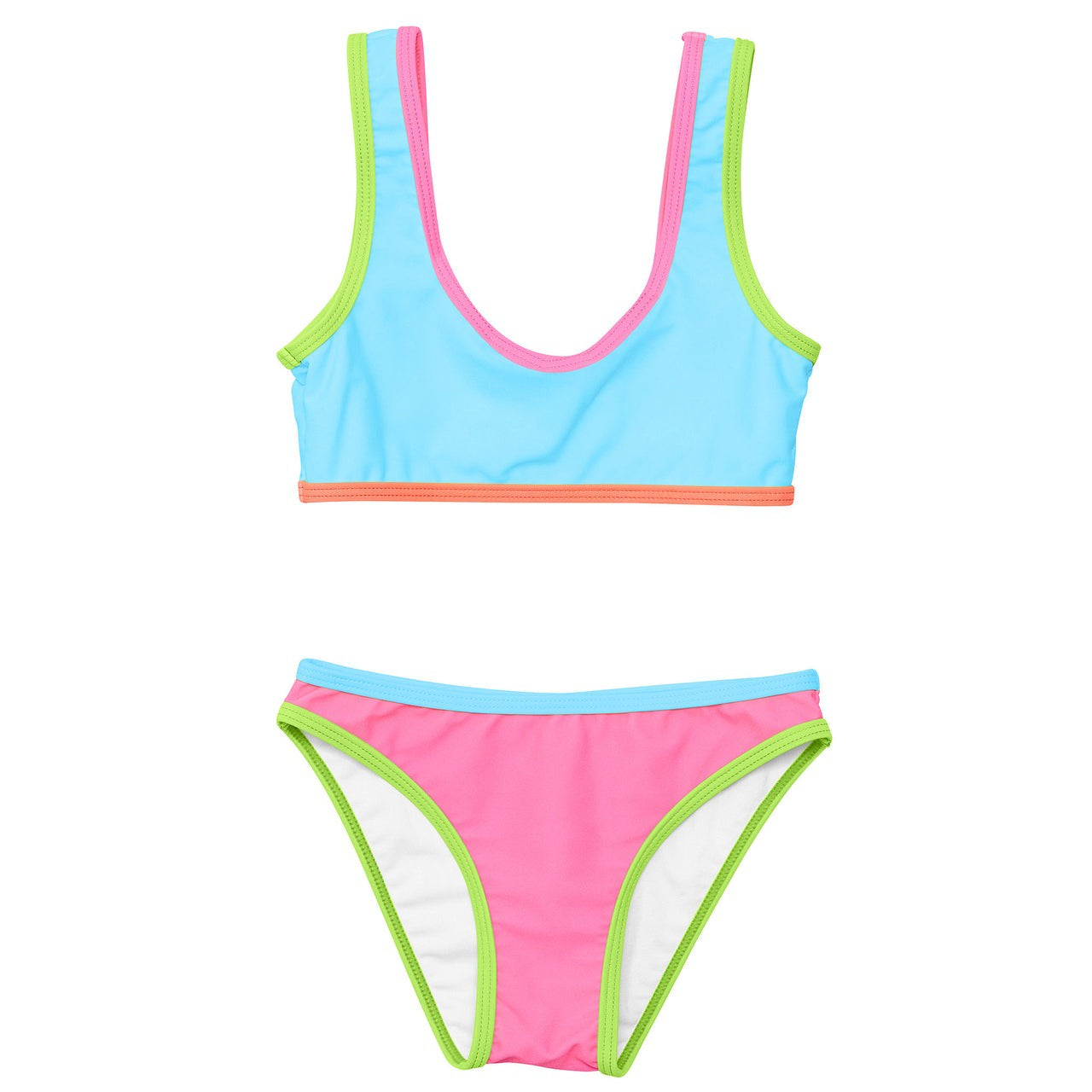 SnapperRock Candy Colorblock Crop Bikini Blue G15153 5112