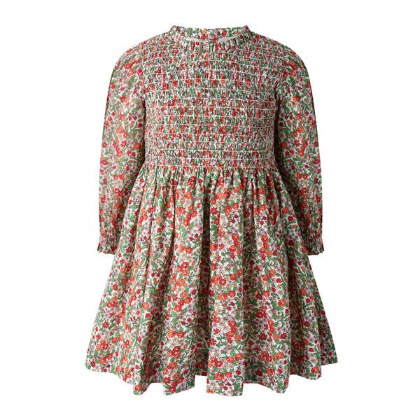 Rachel Riley Botanical Ruched Dress Red 5209