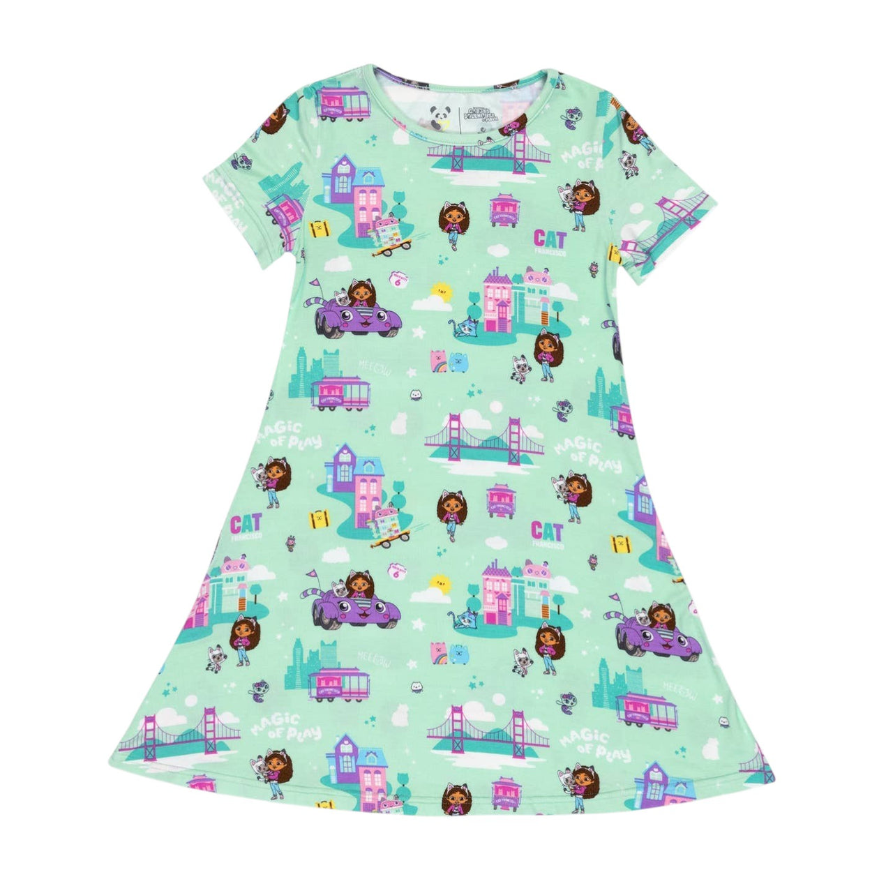 Bellabu Bear Gabby's Dollhouse Bamboo Girls' Short Sleeve Dress BB1P03LD4310 5301