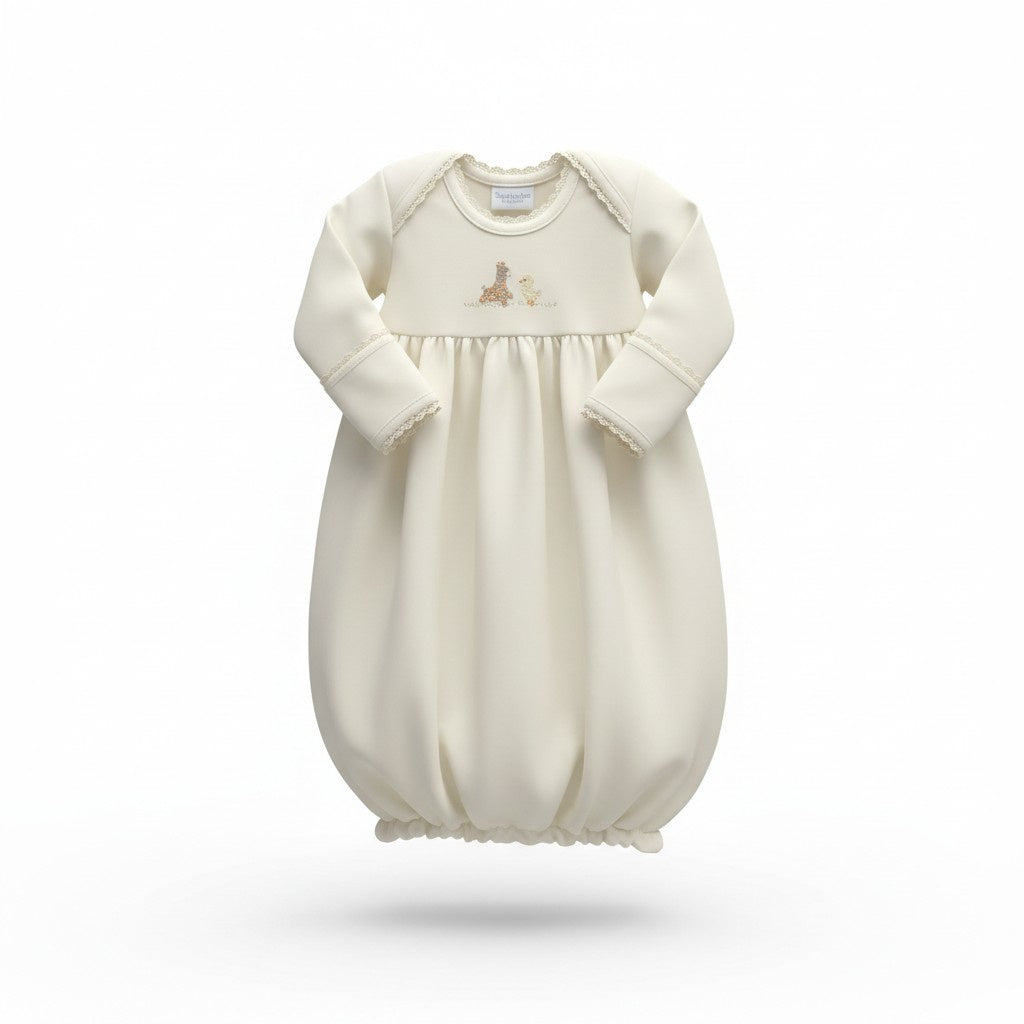 Squiggles Giraffe & Duck Crochet Lap Shoulder Gown Ivory 53 5302