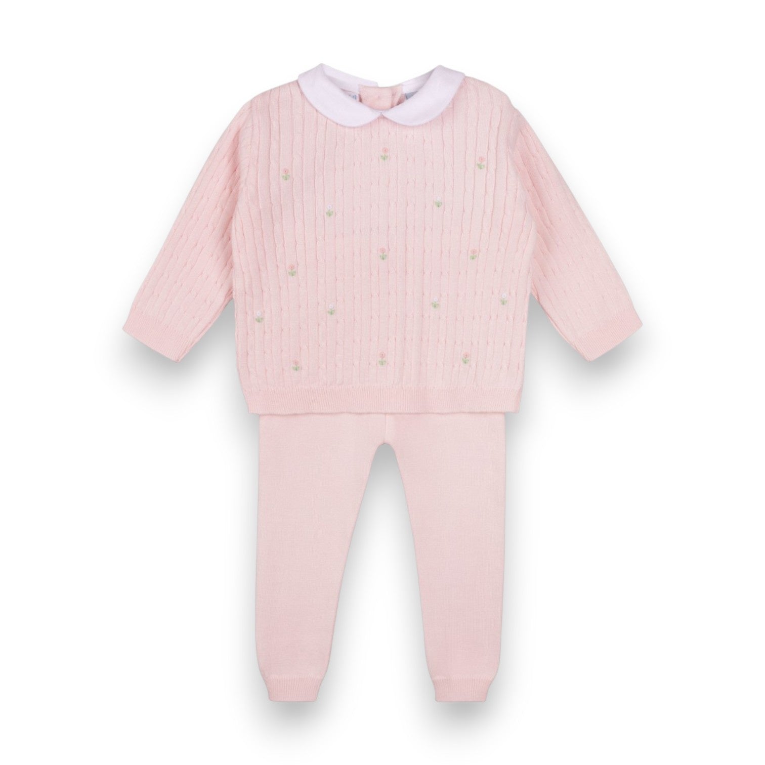 Feltman Brothers Girls Peter Pan Cable Knit Set Pink 4398