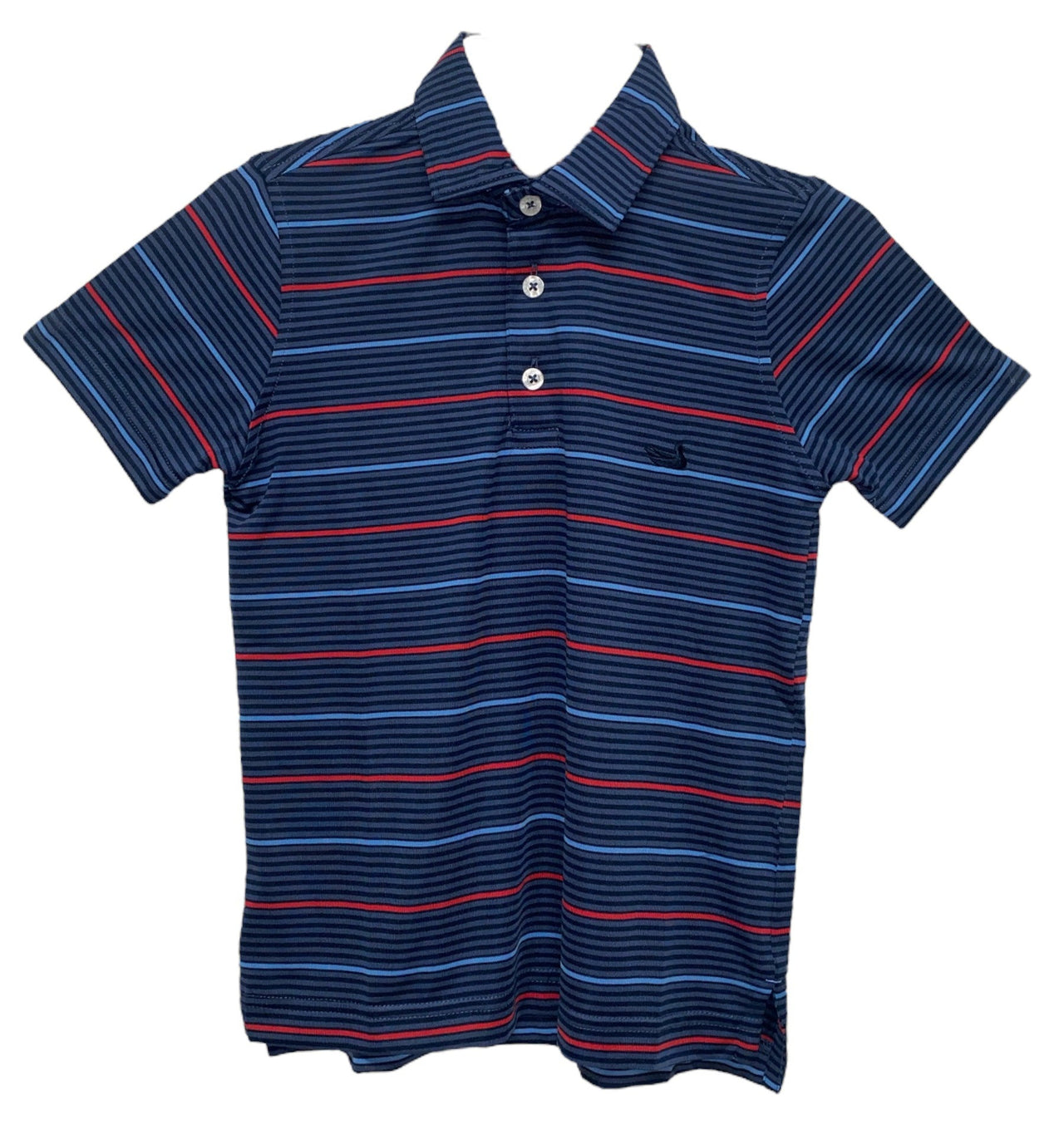 Southern Marsh Youth Gridiron Stripe Performance Polo Navy & Red 5207