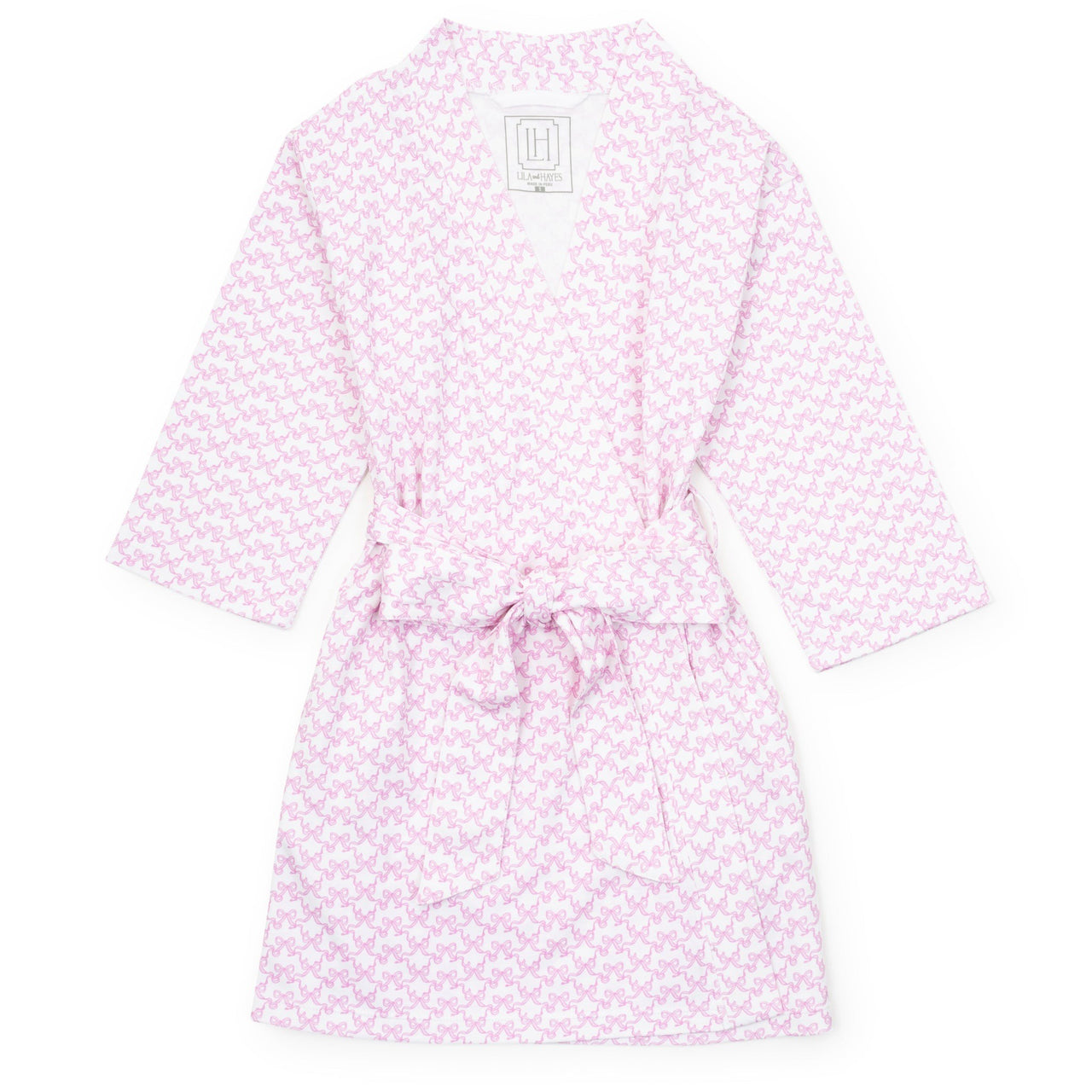 Lila & Hayes Gwen Girls' Spa Wrap Pretty Pink Bows 5208