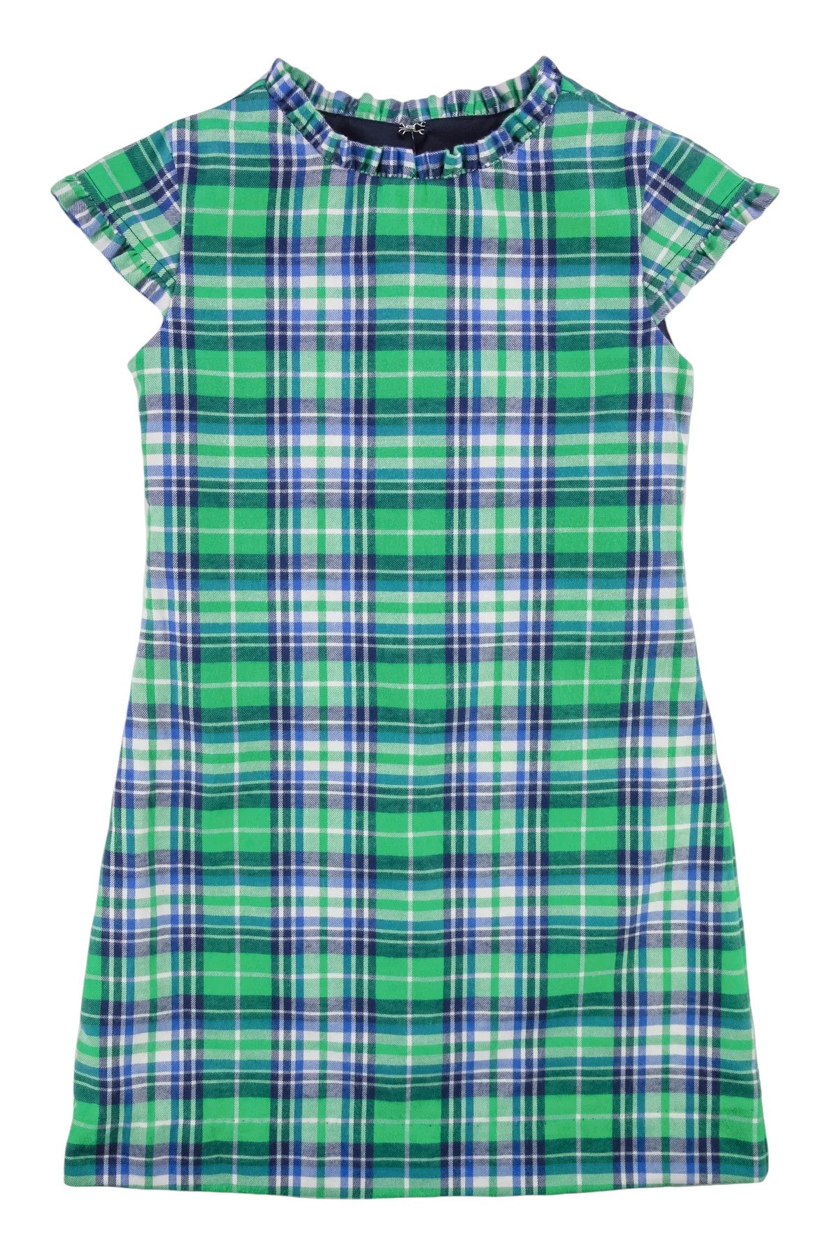 Florence Eiseman Plaid Dress W/Ruffles Navy/Green H5668 5109