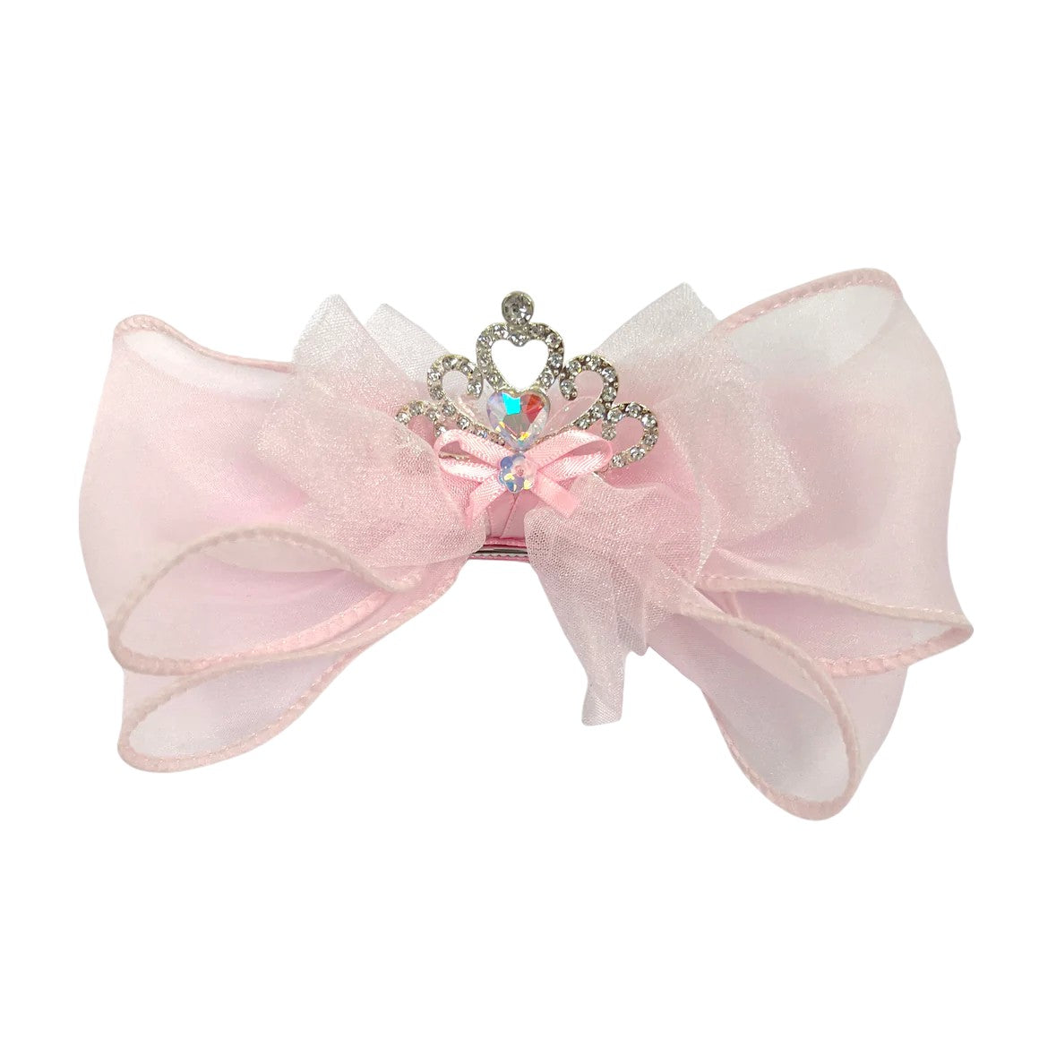 Pink Poppy Rhinestone Crown Bow