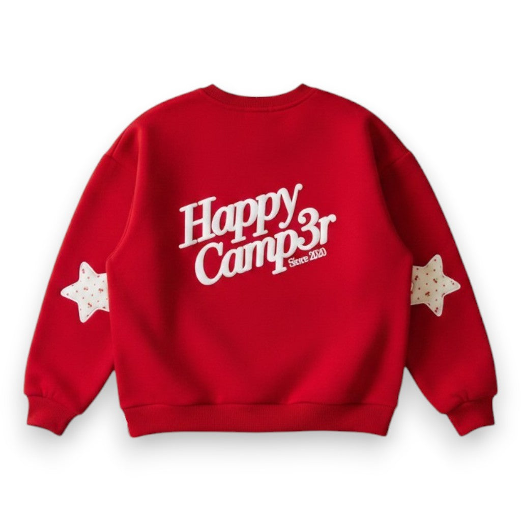Happy Camper Red USA Youth Crewneck Red Y800RED-1