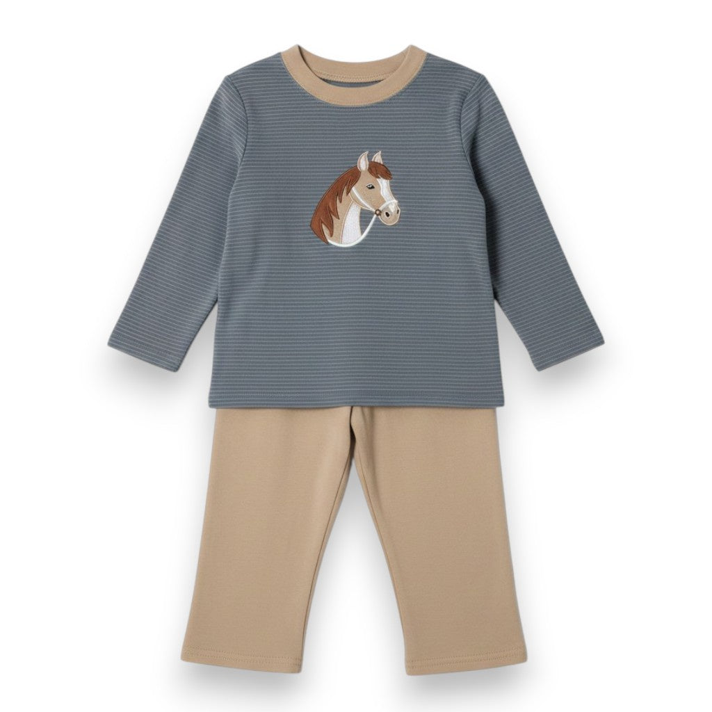 Millie Jay Horse Applique Boys Pant Set 542