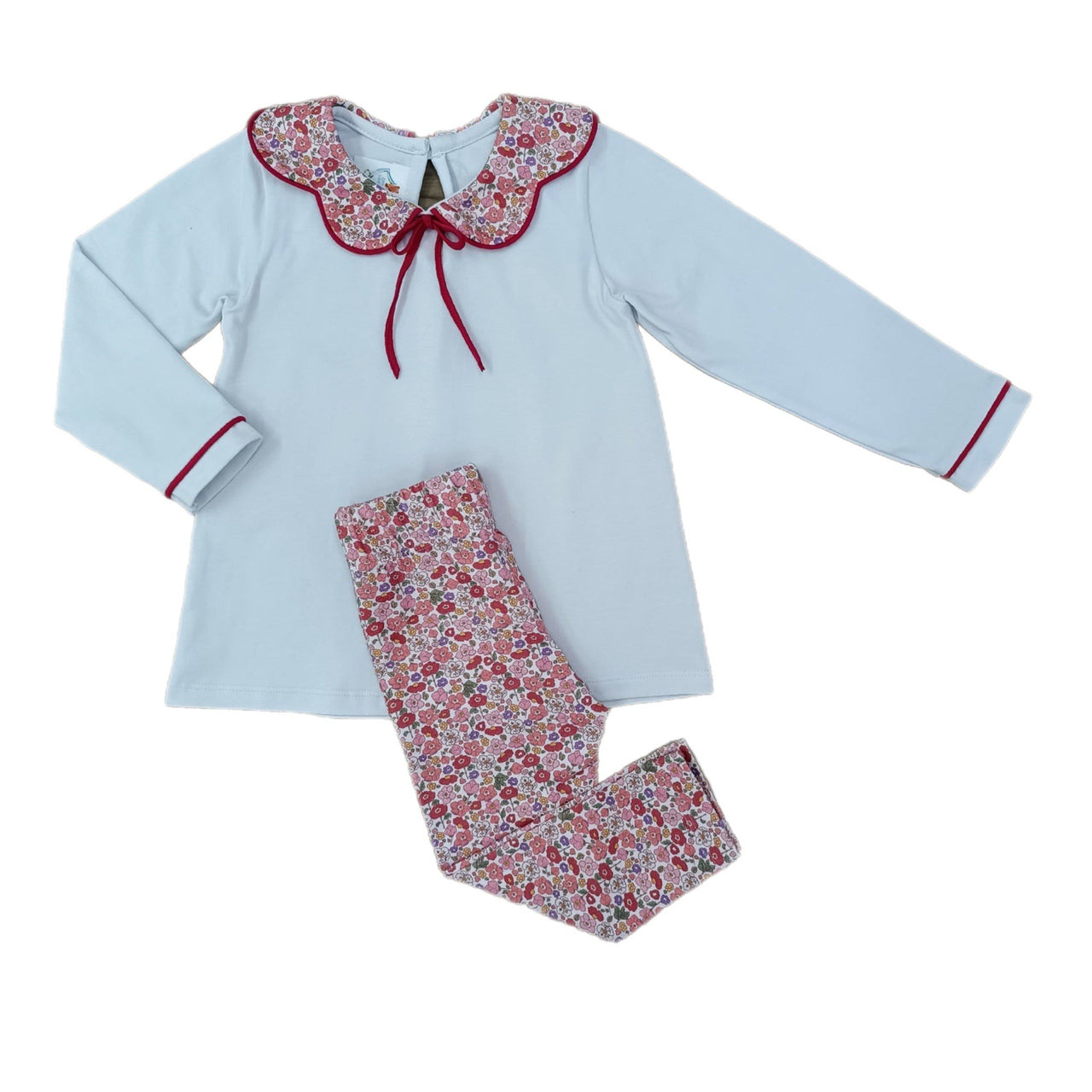 Love George Knit Girls Legging Set Red Floral 5210