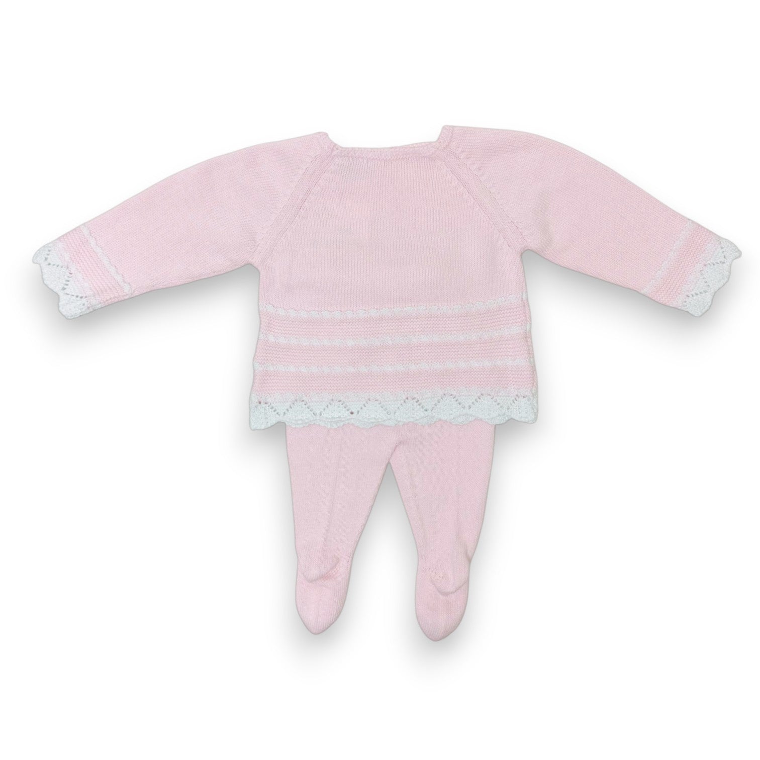 Mi Lucero Footed Stripe Baby Girl 2pc Set Pink/White 5308