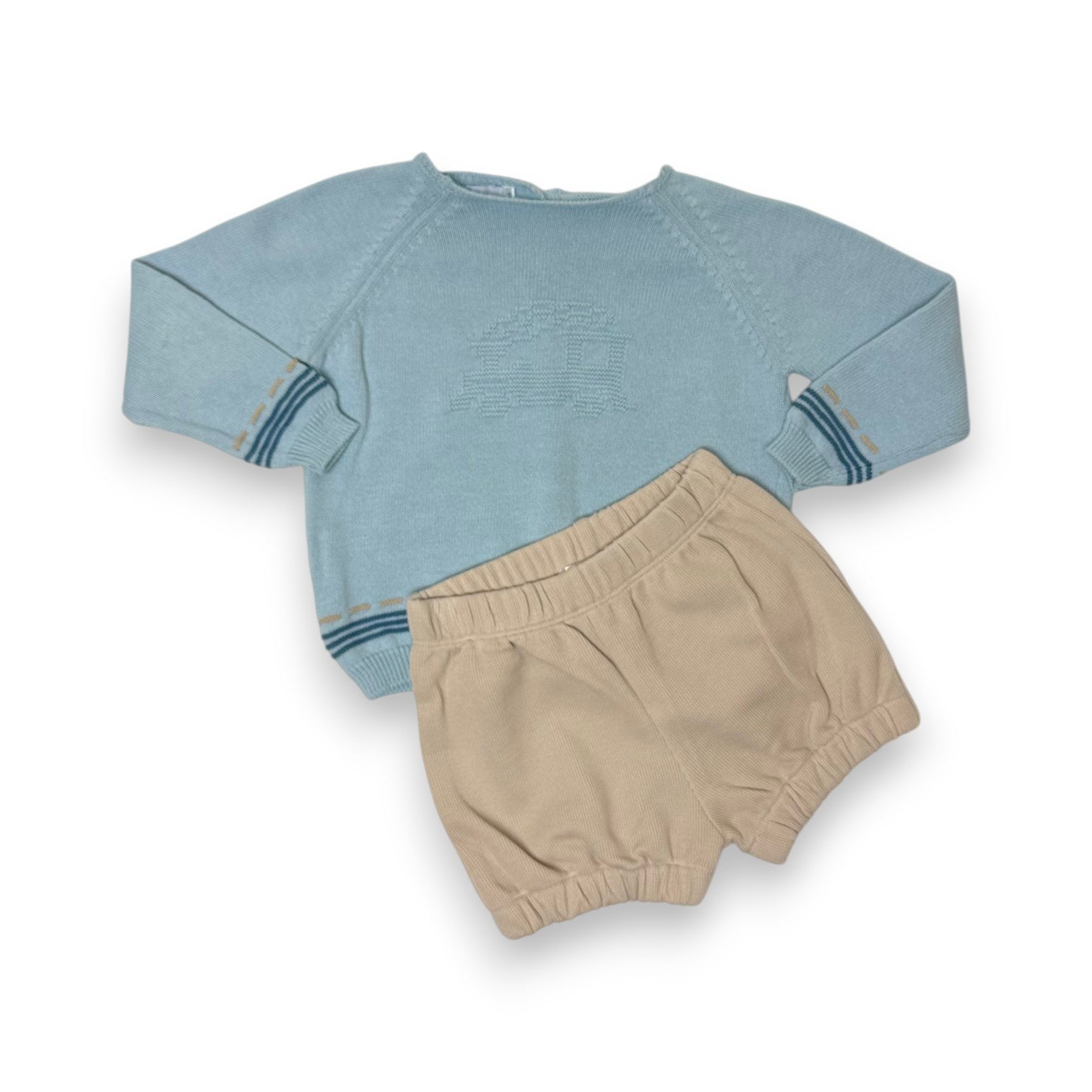 Mi Lucero Light blue French Blue Carmel Train Sweater Bloomer Set U26259 5308