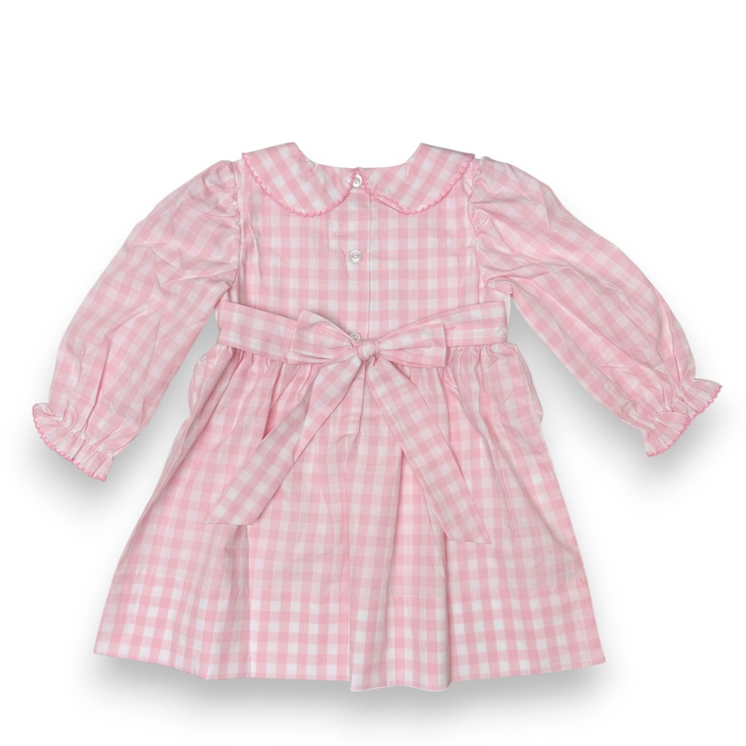 Delaney Girls Pink White Check SS Smocked Princess Dress 148