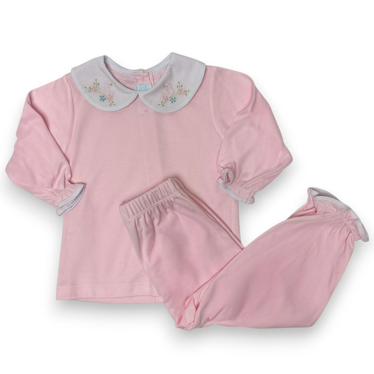 Auraluz 2pc Girl Knit Pink Bird Shadow Emb 6854 5308